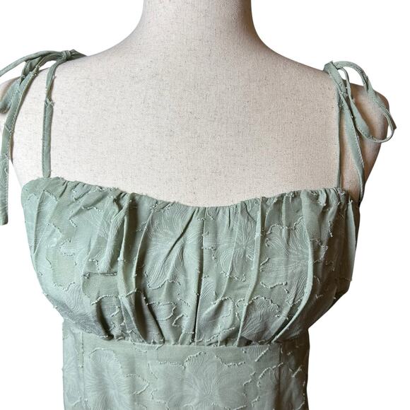 Lulus Bodysuit Green Strappy Milkmaid Floral Small Fairycore Renfest Costume - Picture 1 of 6